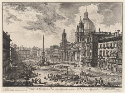 Ansicht der Piazza Navona auf den Ruinen des Domitiansstadions (aus: Vedute di Roma) von Giovanni Battista Piranesi