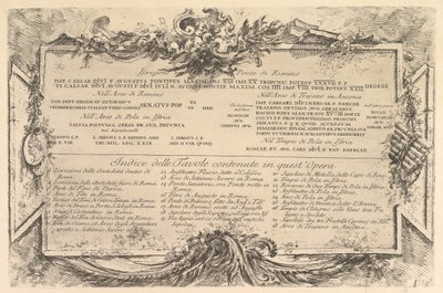 Inschrift auf der Seite der Brücke von Rimino, ca. 1748. von Giovanni Battista Piranesi