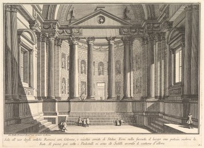 Säulenhalle nach dem Brauch der alten Römer und Nischen geschmückt mit..., ca. 1750 von Giovanni Battista Piranesi
