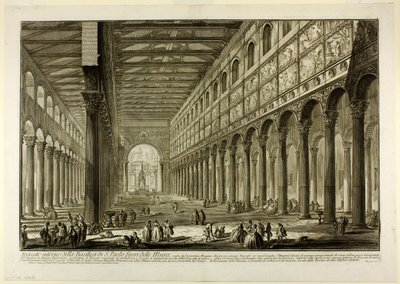 Querschnitt des Inneren der Basilika S. Paolo fuori delle Mura [St. Paul vor den Mauern], aus Ansichten von Rom von Giovanni Battista Piranesi