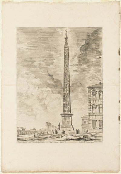 Ägyptischer Obelisk. Dieser wurde von Papst Sixtus V. auf der Piazza von St. Johannes im Lateran errichtet, aus Ansichten von Rom von Giovanni Battista Piranesi