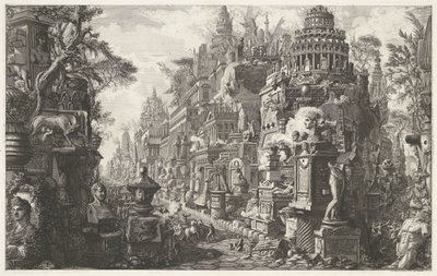 Frontispiz mit einer Fantasiedarstellung der Via Appia Antica von Giovanni Battista Piranesi