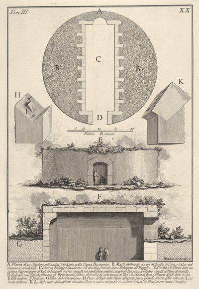 Plan eines Grabes an der Via Appia in Vigna Buonamici Pianta di un sepolcro sull