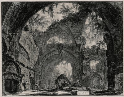 Ruinen einer Statuengalerie in der Villa Hadrians bei Tivoli (aus: Vedute di Roma) von Giovanni Battista Piranesi