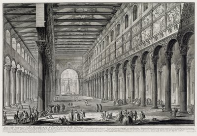 Schnitt durch das Innere der Basilica San Paolo fuori le Mura (aus: Vedute di Roma) von Giovanni Battista Piranesi