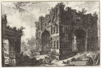 Der volkstümlich sogenannte Janustempel. A. Der sogenannte Bogen der Argentarii oder Geldwechsler, aus „Ansichten von Rom“ von Giovanni Battista Piranesi
