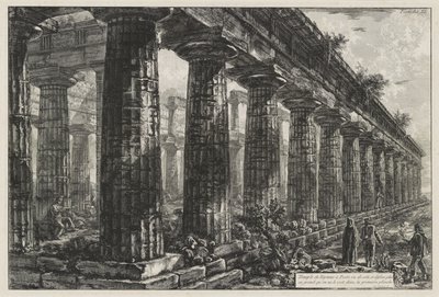 Neptuntempel in Paestum, von der Seite gesehen und größer gezeichnet, als er auf der ersten Tafel zu sehen ist, aus Différentes vues de . . . Pesto von Giovanni Battista Piranesi