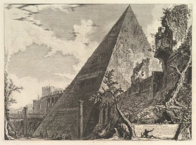 Die Pyramide des Gaius Cestius, aus Vedute di Roma, ca. 1756 von Giovanni Battista Piranesi