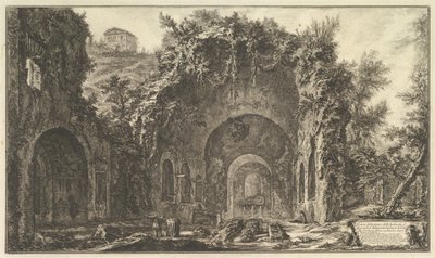Die sogenannte Grotte der Egeria, Veduta della fonte e delle spelonche d