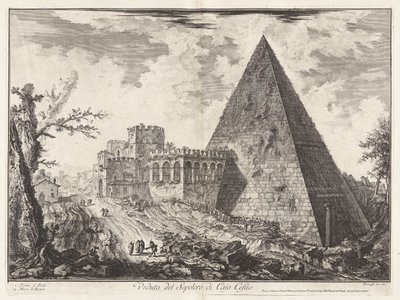 Ansicht des Pyramiden-Grabes von Caius Cestius, aus Vedute di Roma von Giovanni Battista Piranesi
