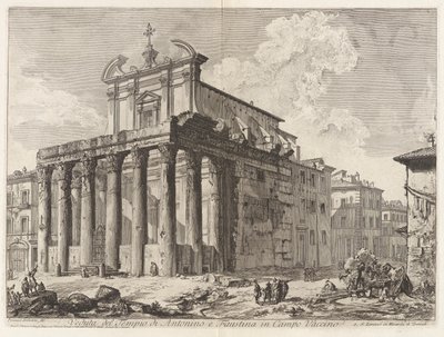Ansicht des Tempels von Antoninus und Faustina im Forum Romanum, aus Vedute di Roma von Giovanni Battista Piranesi