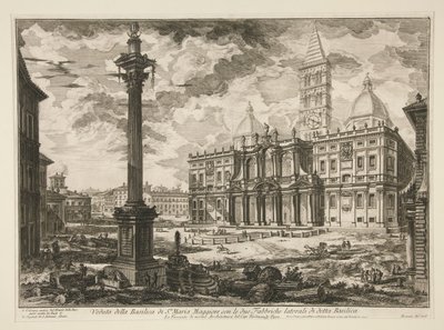 Ansicht der Basilika S. Maria Maggiore mit ihren zwei flankierenden Flügeln, aus Vedute di Roma von Giovanni Battista Piranesi