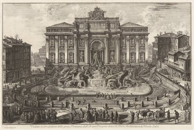 Perspektivische Ansicht des großen Brunnens der Acqua Vergine, genannt der Trevi-Brunnen, Architektur von Nicola Salvi, aus Vedute di Roma von Giovanni Battista Piranesi