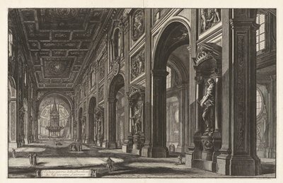 Innenansicht der Basilika San Giovanni in Laterano, aus „Ansichten von Rom“ von Giovanni Battista Piranesi