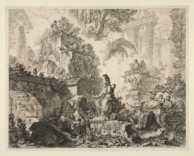 Vedute di Roma: Frontispiz mit Minerva-Statue von Giovanni Battista Piranesi