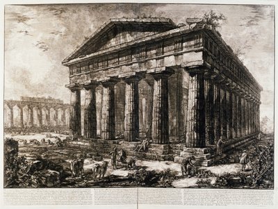 Blick auf den Tempel des Neptun in Paestum von Giovanni Battista Piranesi