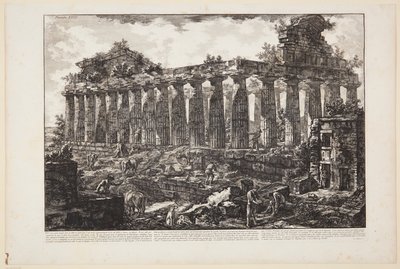 Ansicht eines weiteren Tempels in der Stadt Paestum, von dem allgemein angenommen wird, dass er Juno geweiht war [...] von Giovanni Battista Piranesi