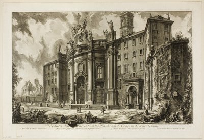 Ansicht der Fassade der Basilika S. Croce in Gerusalemme [Heiliges Kreuz in Jerusalem], aus Ansichten von Rom von Giovanni Battista Piranesi