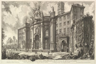 Ansicht der Fassade der Basilika S. Croce in Gerusalemme, ca. 1750 von Giovanni Battista Piranesi