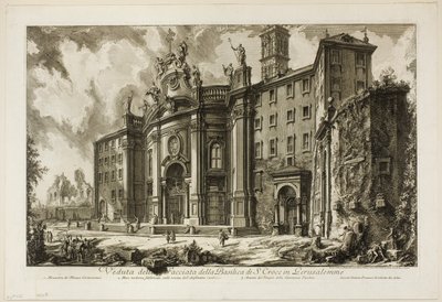 Ansicht der Fassade der Basilika S. Croce in Gerusalemme [Heiliges Kreuz in Jerusalem], aus Ansichten von Rom von Giovanni Battista Piranesi
