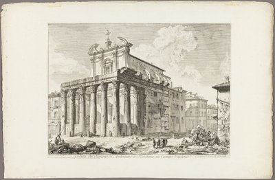 Ansicht des Tempels von Antoninus und Faustina im Forum Romanum, aus Ansichten von Rom von Giovanni Battista Piranesi