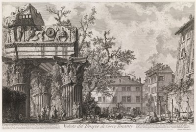 Ansicht des Tempels von Vespasian und Titus, genannt der Tempel des Jupiter des Donners, aus der Serie Vedute di Roma von Giovanni Battista Piranesi