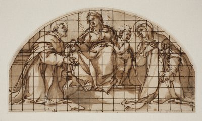 Lunette mit der Madonna und dem Kind mit den Heiligen Franziskus von Assisi und Katharina von Siena von Giovanni Battista Ricci