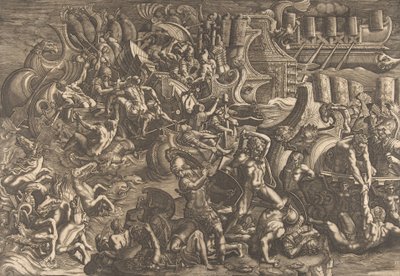 Die Trojaner schlagen die Griechen zurück von Giovanni Battista Scultori