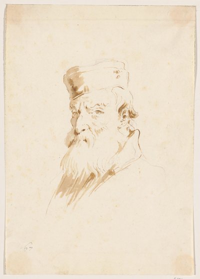 Bärtiger Mann mit Mütze von Giovanni Battista Tiepolo