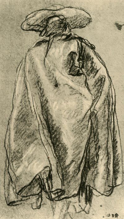 Mann in einem großen Mantel von hinten gesehen von Giovanni Battista Tiepolo
