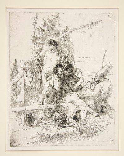 Punchinello spricht mit den zwei Magiern, aus der Serie Scherzi di Fantasia von Giovanni Battista Tiepolo