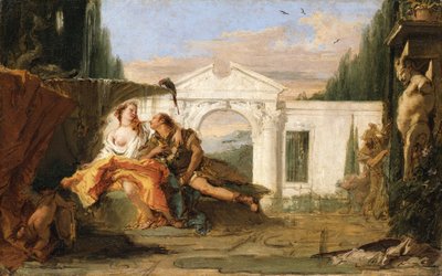 Rinaldo und Armida im Zaubergarten, von Carlo und Ubaldo belauscht von Giovanni Battista Tiepolo