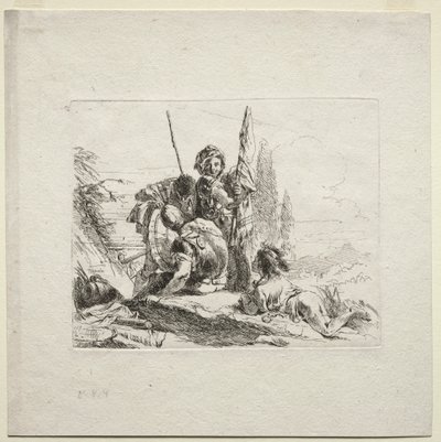 Verschiedene Kaprizen: Die drei Soldaten und der Junge, 1785 von Giovanni Battista Tiepolo
