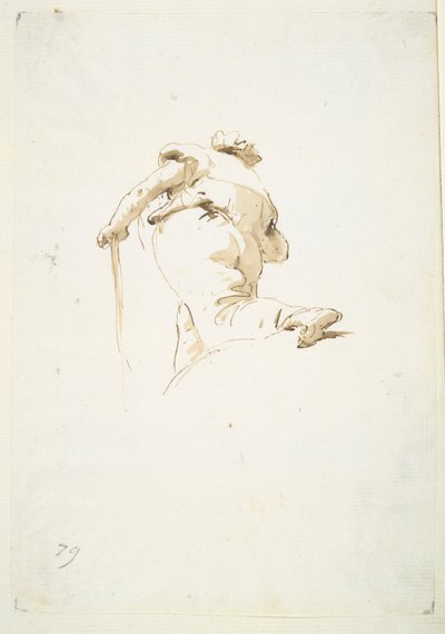 Gehende männliche Figur schräg von unten gesehen von Giovanni Battista Tiepolo