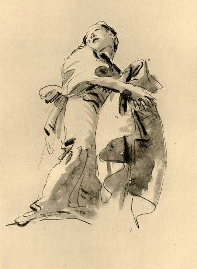 Frau, die sich nach rechts beugt, aber nach oben schaut von Giovanni Battista Tiepolo