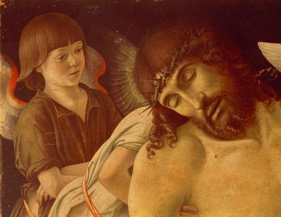 Pietà oder toter Christus von Engeln unterstützt (Detail) von Giovanni Bellini