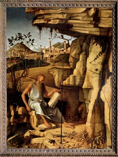Heiliger Hieronymus in der Wüste Gemälde von Giovanni Bellini, genannt il Giambellino (ca. 1430-1516) 1479 von Giovanni Bellini