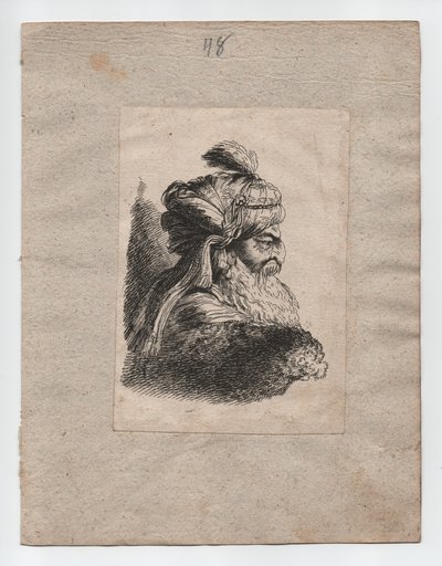 Türkischer Kopf mit Turban, ca. 1760 (Gravur) von Giovanni Benedetto (1609 64) (after) Castiglione