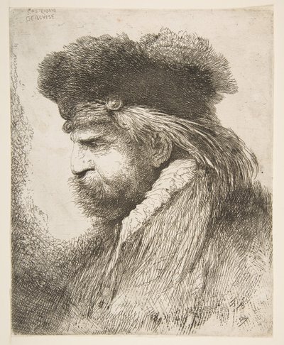Kopf eines alten Mannes nach links, aus der Serie der großen orientalischen Köpfe, ca. 1645-50 von Giovanni Benedetto Castiglione