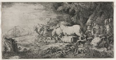 Noah und die Tiere betreten die Arche, 1650-1655 von Giovanni Benedetto Castiglione