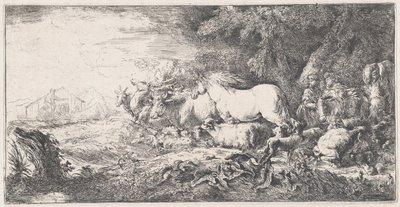 Noah und die Tiere betreten die Arche, ca. 1650-55 von Giovanni Benedetto Castiglione