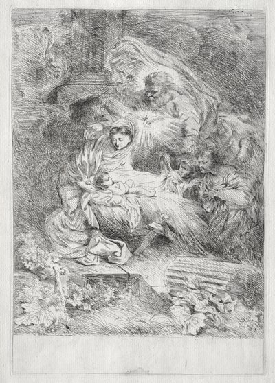 Die Geburt Christi mit Gott dem Vater und dem Heiligen Geist von Giovanni Benedetto Castiglione