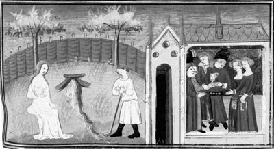 Dekameron, Cimon beobachtet Iphigenie; eine Doppelhochzeit wird gefeiert. Fünfter Tag, Novelle 1. von Giovanni Boccaccio
