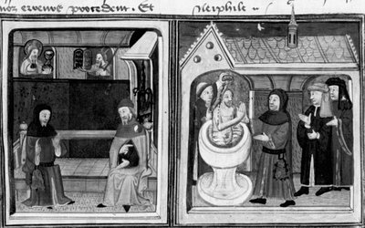Decameron, Giannotto bekehrt den Juden Abraham; Taufe Abrahams. Erster Tag, Geschichte 2. von Giovanni Boccaccio