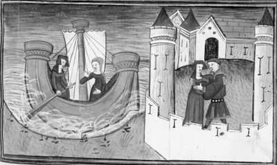 Dekameron, Gostanza treibt auf einem Boot; Gostanza findet Martuccio wieder. Fünfter Tag, Novelle 2. von Giovanni Boccaccio