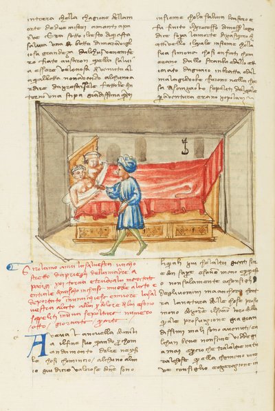 Dekameron, Die Vergangenheit; Girolamo Sighieri im Zimmer von Salvestra, Vierter Tag, Novelle 8 von Giovanni Boccaccio