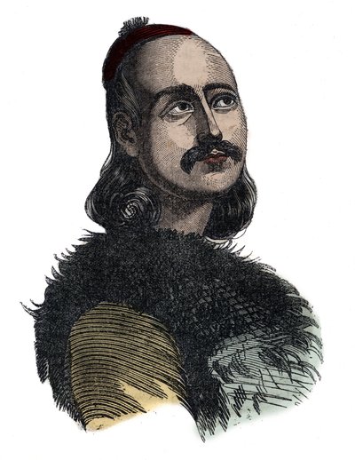 Markos Botsaris (Marco Botzaris) General und Held des griechischen Unabhängigkeitskrieges 1788-1823 - Gravur von Giovanni Boggi von Giovanni Boggi