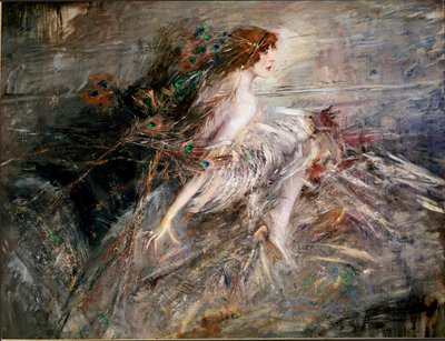 Porträt der Marquise Casati mit Pfauenfedern (Gemälde von Giovanni Boldini) von Giovanni Boldini
