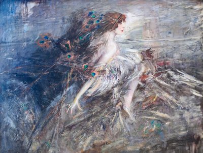 Porträt der Marquise Casati mit Pfauenfedern von Giovanni Boldini
