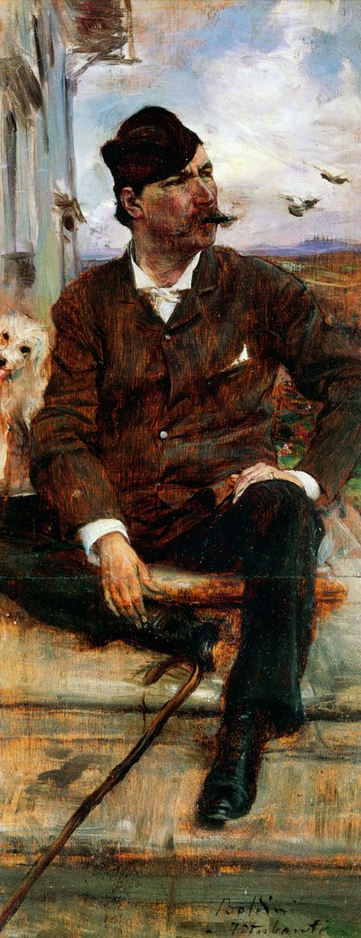 Porträt des Malers Cristiano Banti mit kariertem Hut von Giovanni Boldini